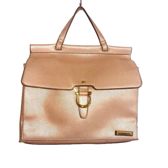 Tahari Rose Gold Metallic Champagne Handbag Briefcase - Picture 1 of 4